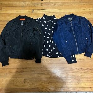 3 Bomber Jackets (polkadot, black, navy blue)